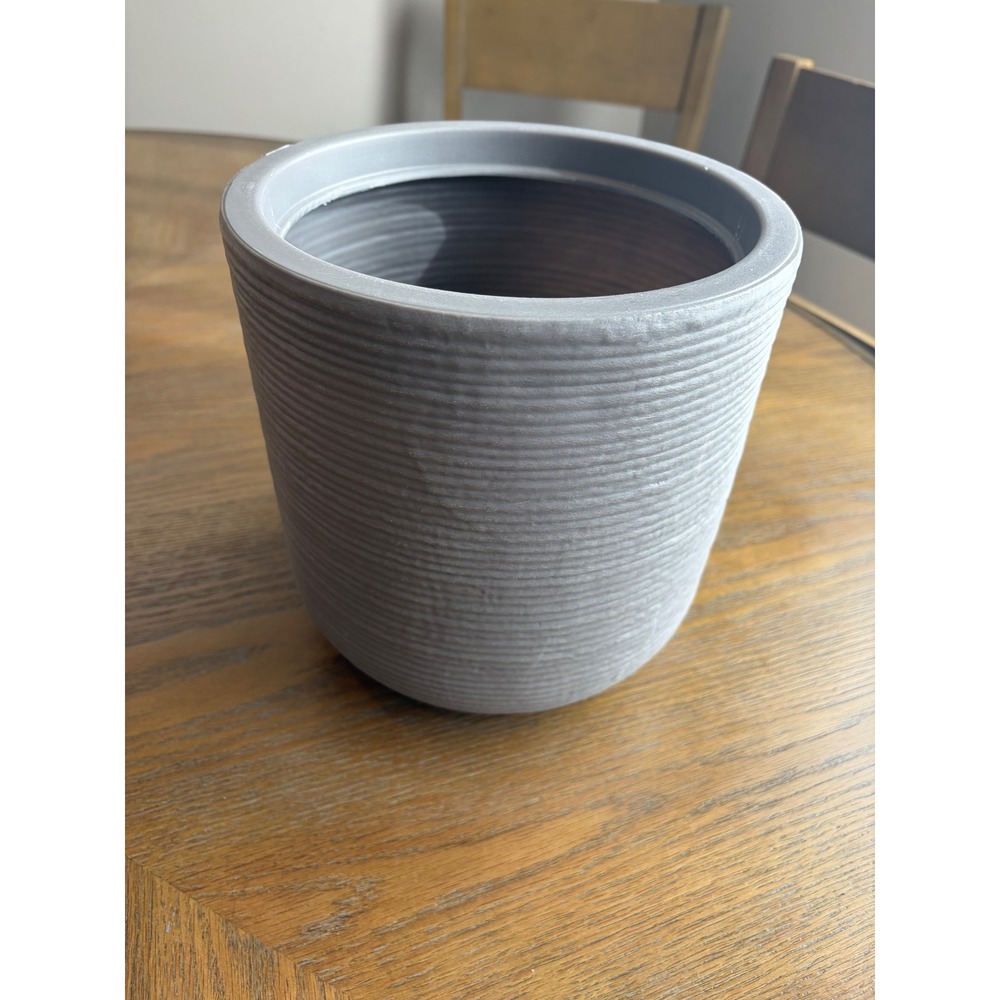 Threshold 8in Fluted Composite Planter Gray Ribbed Round Indoor Outdoor Pot